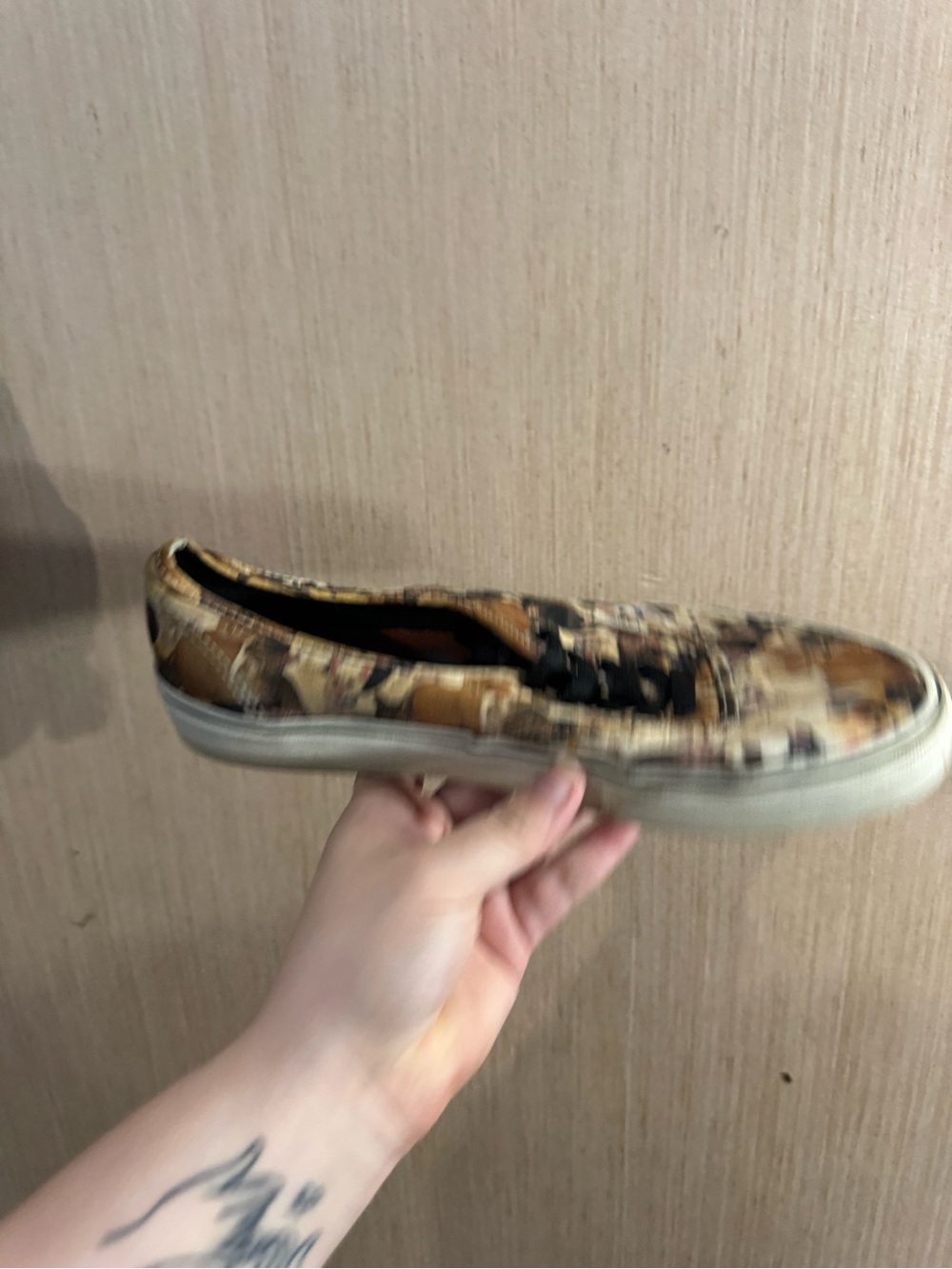 Women’s Vans Cat-Print Low-Top Sneakers in Multi Brown and Black Size 11 - Picture 7 of 8